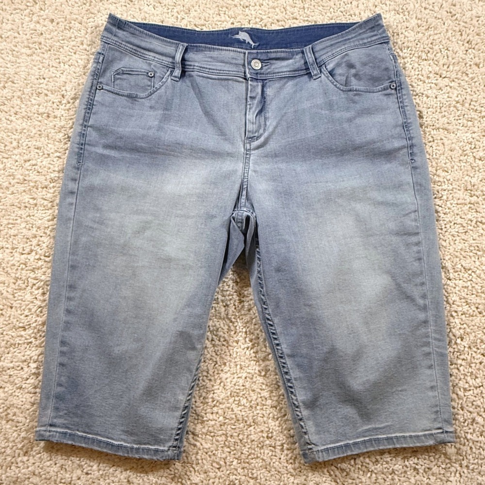 Tommy Bahama Clam Digger Bermuda Denim Shorts 14 Light Wash Beach Coastal